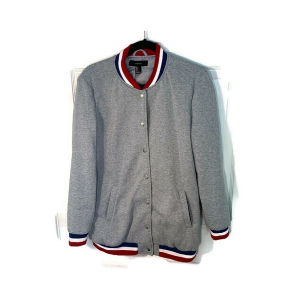 Forever 21 Heathered Gray Varsity Jacket Sz.Medium - Picture 1 of 12